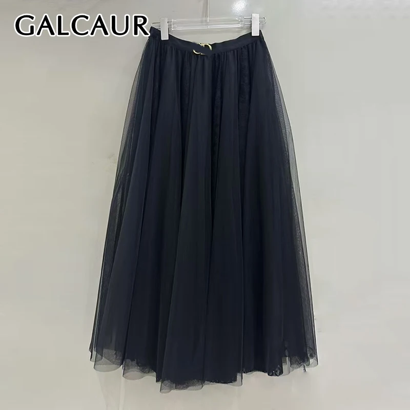 GALCAUR Solid Loose Spliced Mesh Fashion Midi Skirts for Women High Waist Patchwork Elastic Waist Temperament Skirt Female New
GALCAUR Solid Loose Spliced Mesh Fashion Midi Skirts for Women High Waist Patchwork Elastic Waist Temperament Skirt Female New