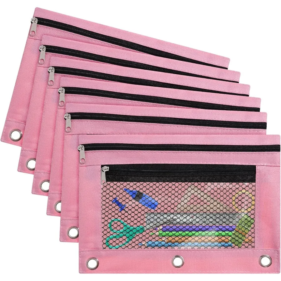 6 Pack Binder Peil Pouch for 3 Ring Binder Zipper Pouch Case with Smooth Zipper Clear Window Large Capacity 3Hole Peil Bag with
6 Pack Binder Peil Pouch for 3 Ring Binder Zipper Pouch Case with Smooth Zipper Clear Window Large Capacity 3Hole Peil Bag with
