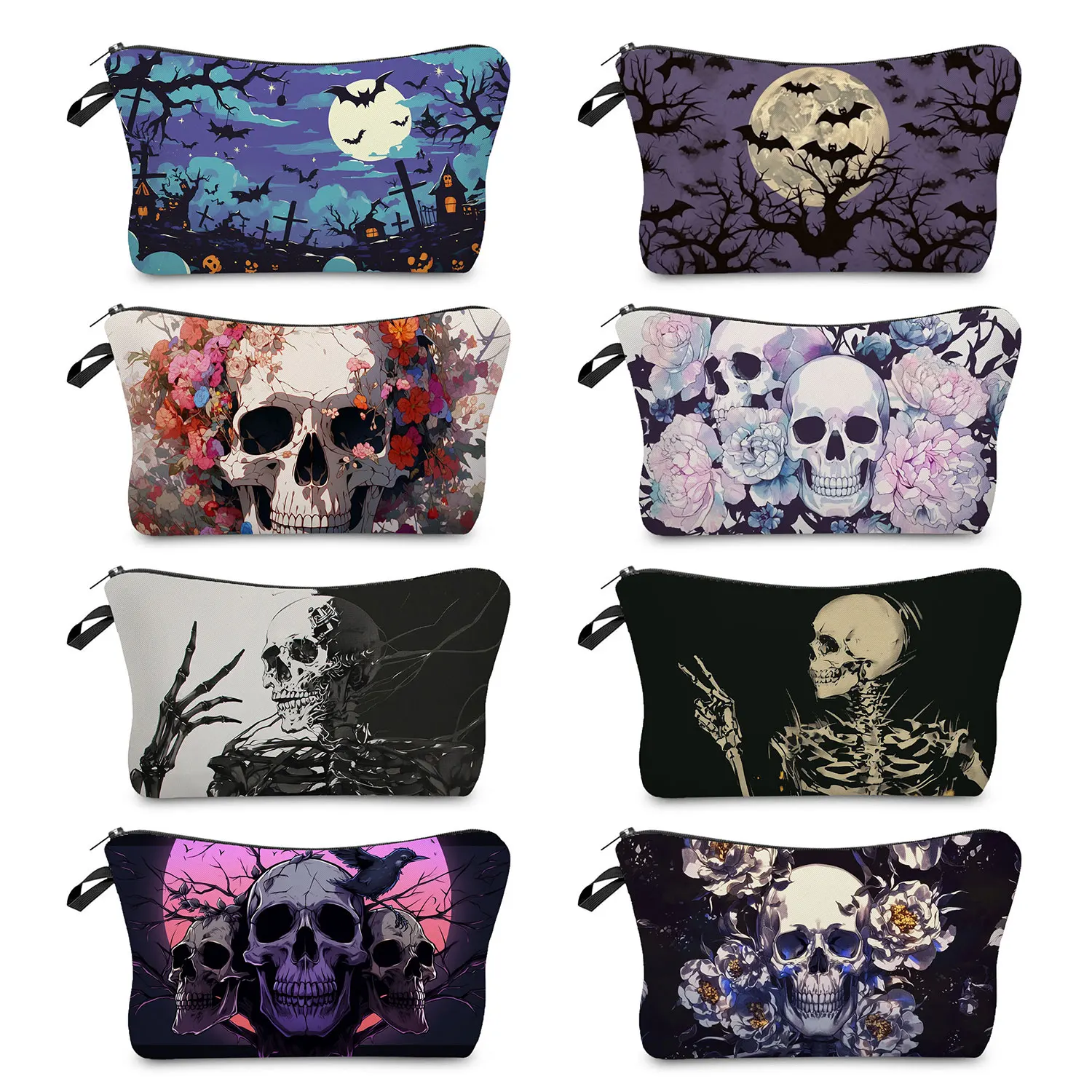 Fashion Skull Floral Print Makeup Bags Outdoor Travel Portable Storage Bags Bat Double Sided Women Cosmetic Bags Halloween Gift
Fashion Skull Floral Print Makeup Bags Outdoor Travel Portable Storage Bags Bat Double Sided Women Cosmetic Bags Halloween Gift