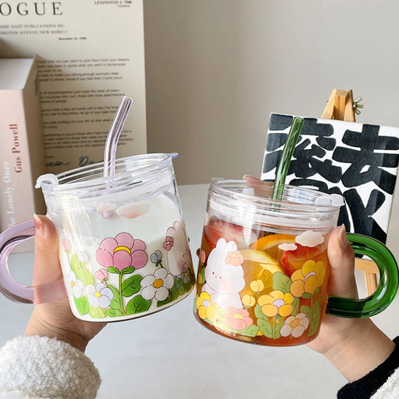 600ml transparent Glass Cup With Lid Straw Cute Flower Coffee Mug Milk Wine Hot Drinks Water Bottle Juice Cup Drinkware Gift
600ml transparent Glass Cup With Lid Straw Cute Flower Coffee Mug Milk Wine Hot Drinks Water Bottle Juice Cup Drinkware Gift