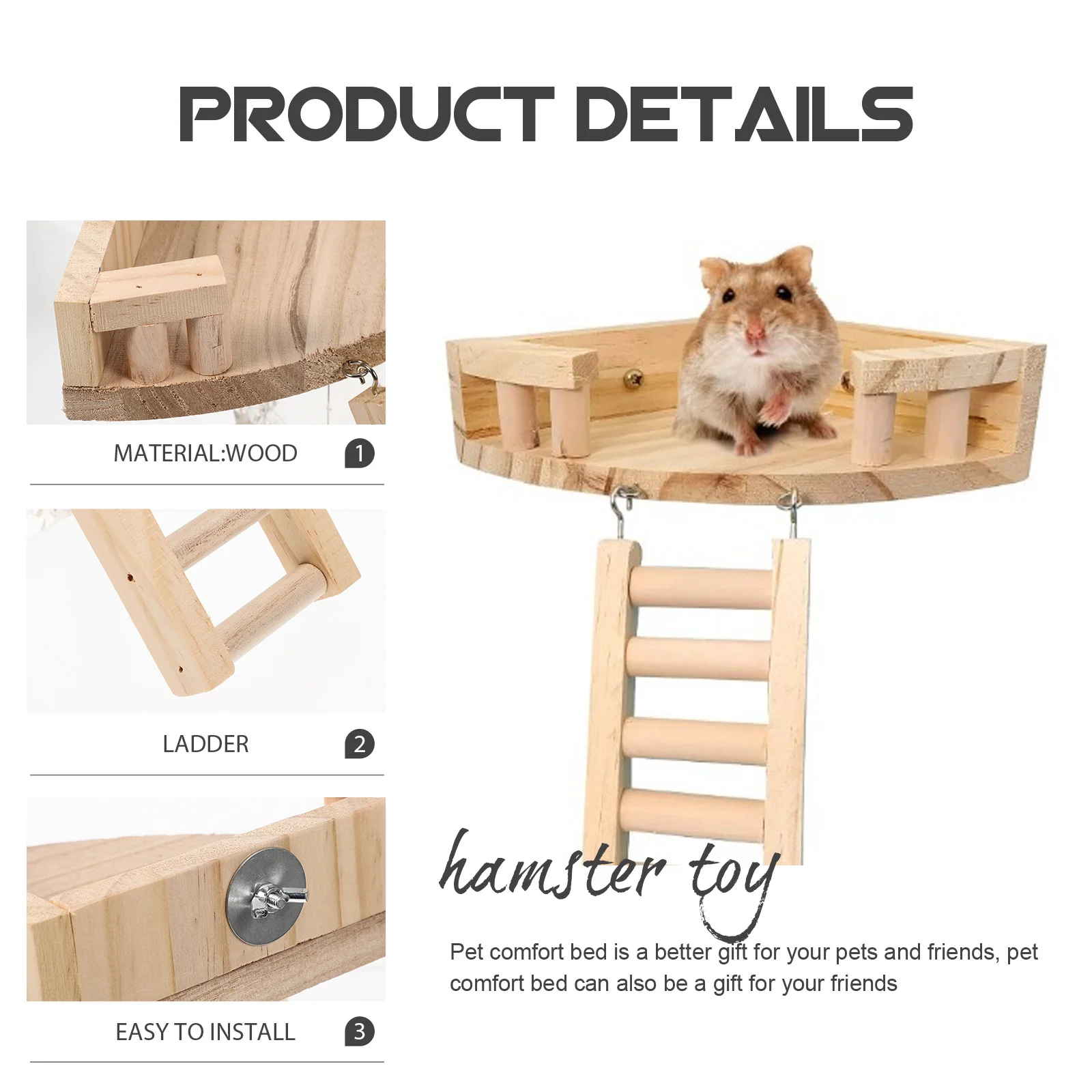 1Set Wooden Hamster Platform Climbing Ladder Cage Accessory Wear-Resistant Rat Plaything Exercise Small Animal Supply
1Set Wooden Hamster Platform Climbing Ladder Cage Accessory Wear-Resistant Rat Plaything Exercise Small Animal Supply