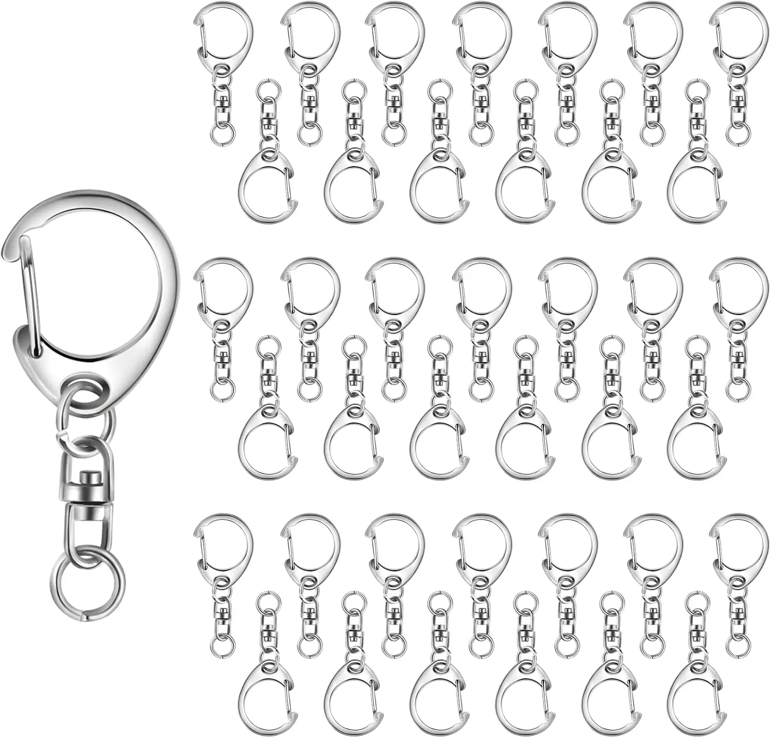 Fifty Swivel Lobster Clasps Silver Tone for DIY Keychains Lanyards Crafts
Fifty Swivel Lobster Clasps Silver Tone for DIY Keychains Lanyards Crafts