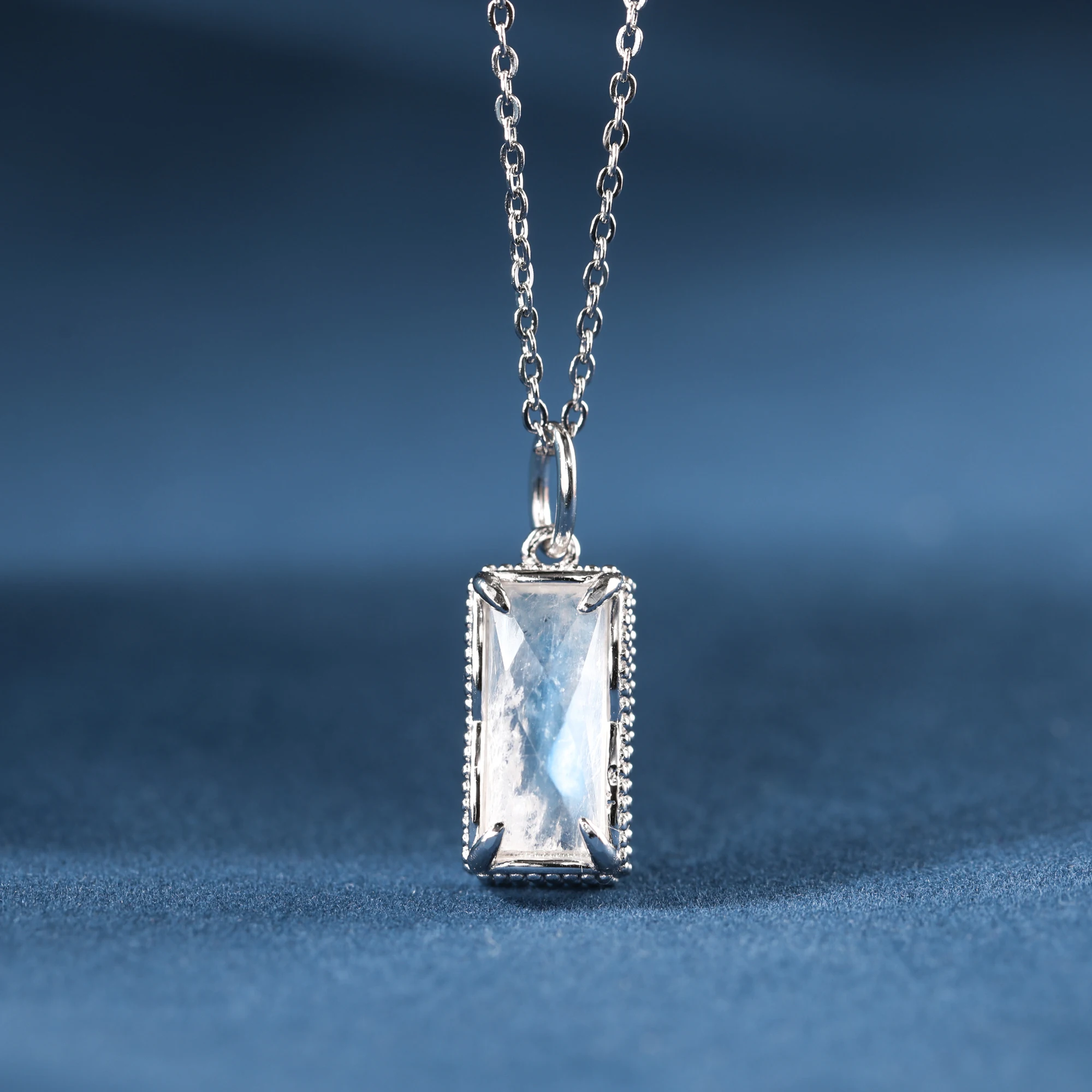 925 Sterling Silver Dainty Rectangular Moonstone Necklaces for Women Cocktail Milgrain Pave Design Jewelry Accessories Gifts
925 Sterling Silver Dainty Rectangular Moonstone Necklaces for Women Cocktail Milgrain Pave Design Jewelry Accessories Gifts