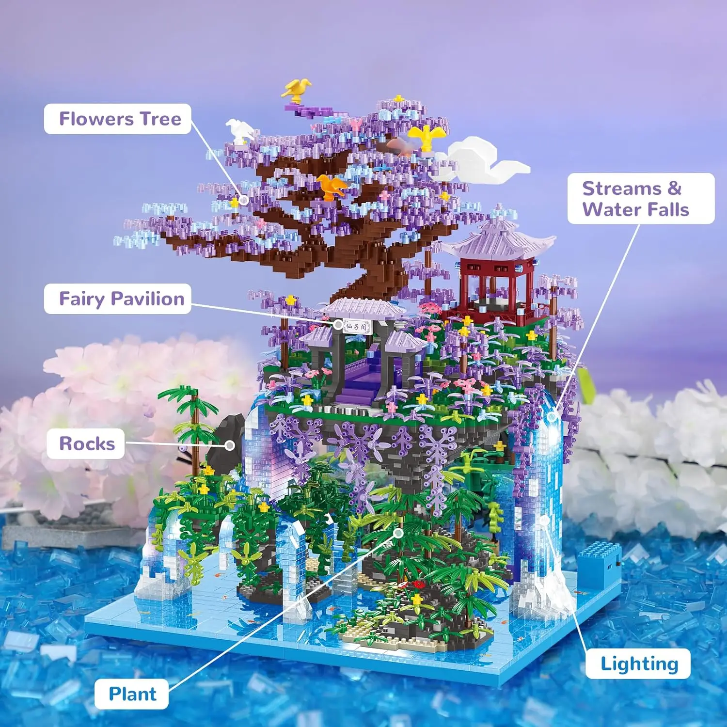 Adult Chinese Architecture Building Block Set - Peach Blossom Pond Fairy Pavilion Bonsai Tree House Colored Lantern Gift Toy
Adult Chinese Architecture Building Block Set - Peach Blossom Pond Fairy Pavilion Bonsai Tree House Colored Lantern Gift Toy