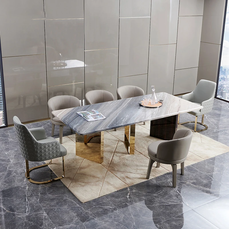 Обеденный стол в итальянском стиле, современный, роскошный, из дерева или нового мрамора, прямоугольный, комплект для дома
Обеденный стол в итальянском стиле, современный, роскошный, из дерева или нового мрамора, прямоугольный, комплект для дома