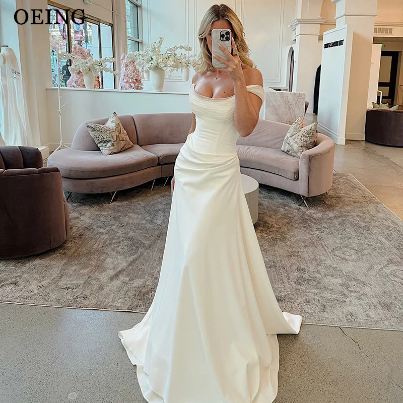 OEING Simple A-Line Prom Dresses Ivory Floor Length Off Shoulder Pleats Evening Dresses robes de soirée Customized
OEING Simple A-Line Prom Dresses Ivory Floor Length Off Shoulder Pleats Evening Dresses robes de soirée Customized