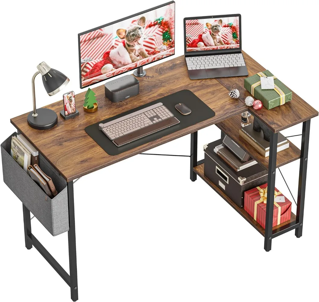 40 Inch Small L Shaped Computer Desk with Storage Shelves Home Office Corner Desk Study Writing Table, Deep Brown
40 Inch Small L Shaped Computer Desk with Storage Shelves Home Office Corner Desk Study Writing Table, Deep Brown