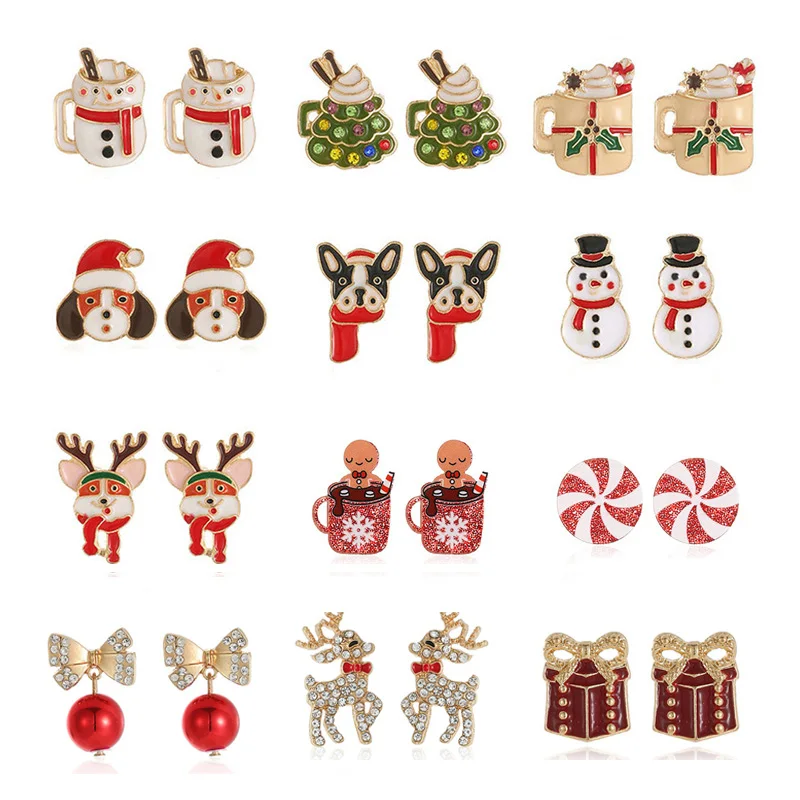 New Fashion Christmas Earrings for Women Cute Cartoon Gingerbread Man Zircon Elk Snowflake Xmas Tree Pearl Earring Girl Jewelry
New Fashion Christmas Earrings for Women Cute Cartoon Gingerbread Man Zircon Elk Snowflake Xmas Tree Pearl Earring Girl Jewelry