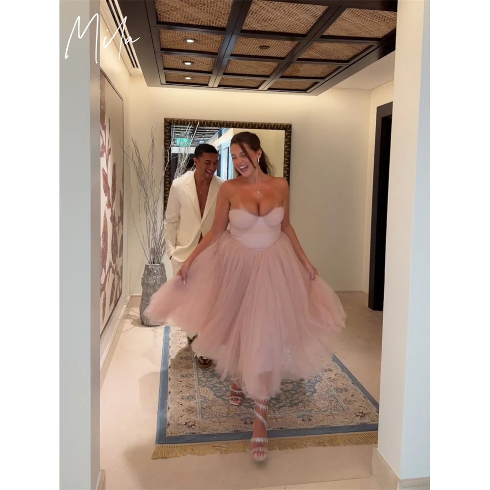 Mila Strapless Corset Midi Prom Dresses 2025 Sleeveless A-Line Elegant Evening Dresses Blush Pink Tulle Customized Party Dresses
Mila Strapless Corset Midi Prom Dresses 2025 Sleeveless A-Line Elegant Evening Dresses Blush Pink Tulle Customized Party Dresses