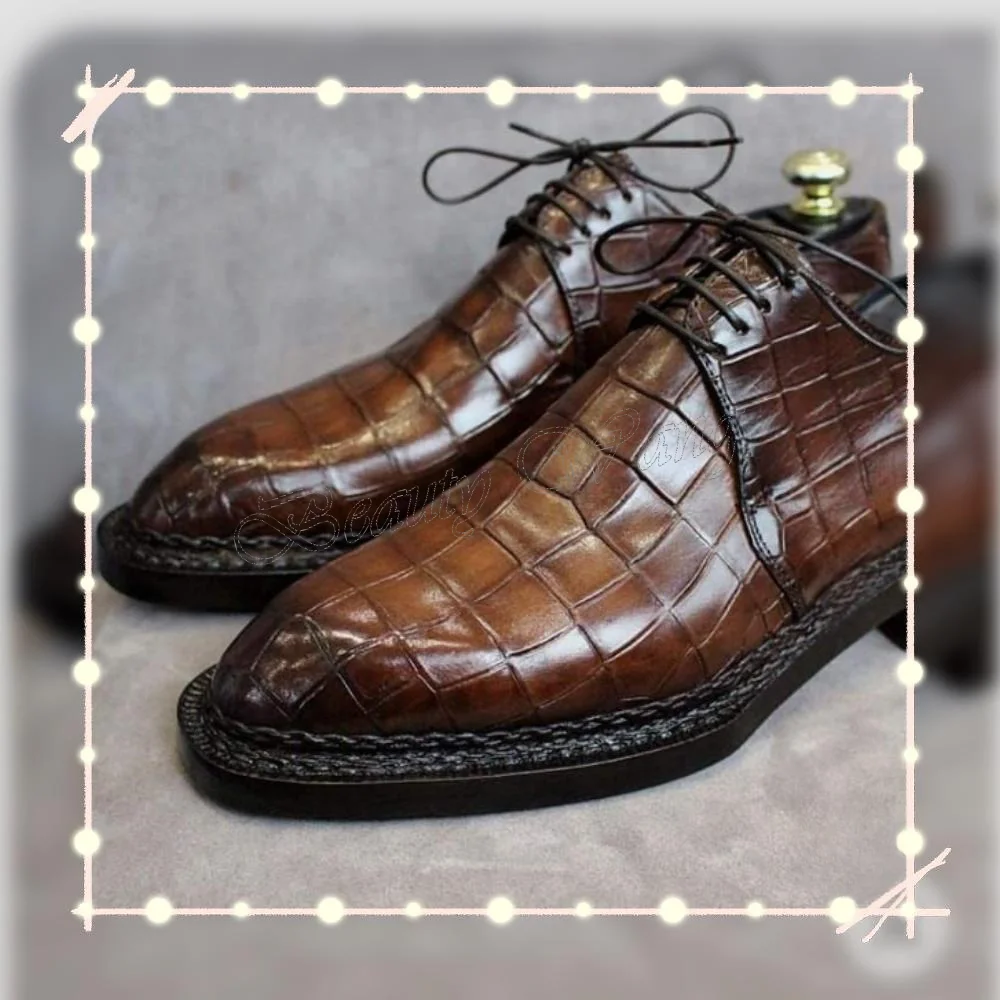 Brown Alligator Print Pumps Men Shoes Lace up Decor Men's Dress Shoes Gentlemen Slip on Party Shoes Big Size 47 Sprig Autumn 
Brown Alligator Print Pumps Men Shoes Lace up Decor Men's Dress Shoes Gentlemen Slip on Party Shoes Big Size 47 Sprig Autumn