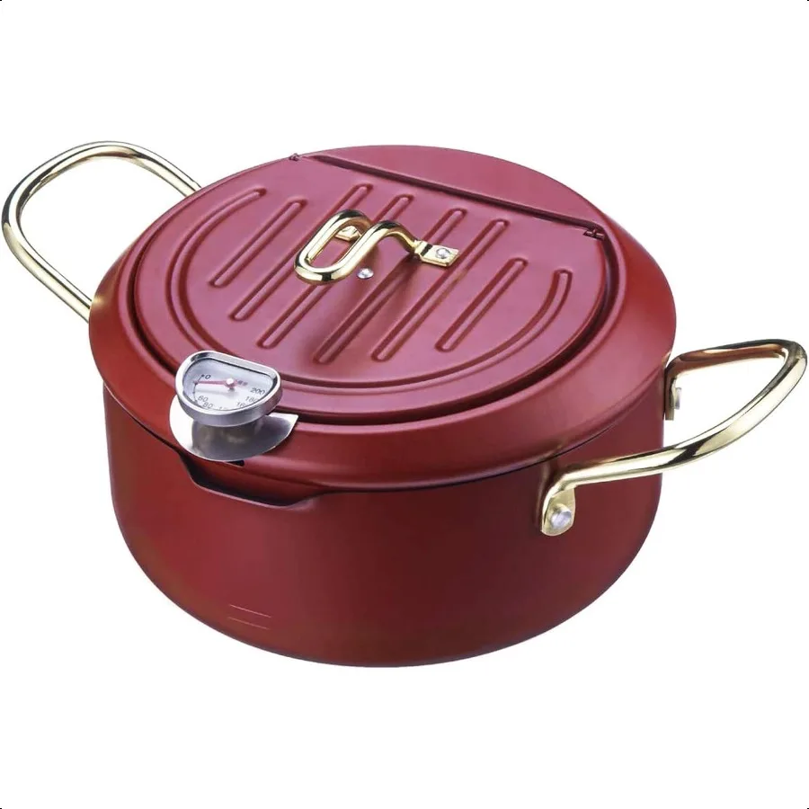 Deep Fryer Pot 2.2L Small Japanese Tempura Deep Fryer Pot With Thermometer Lid And Oil Drip Drainer Rack 304 Stainl Steel Fryer
Deep Fryer Pot 2.2L Small Japanese Tempura Deep Fryer Pot With Thermometer Lid And Oil Drip Drainer Rack 304 Stainl Steel Fryer