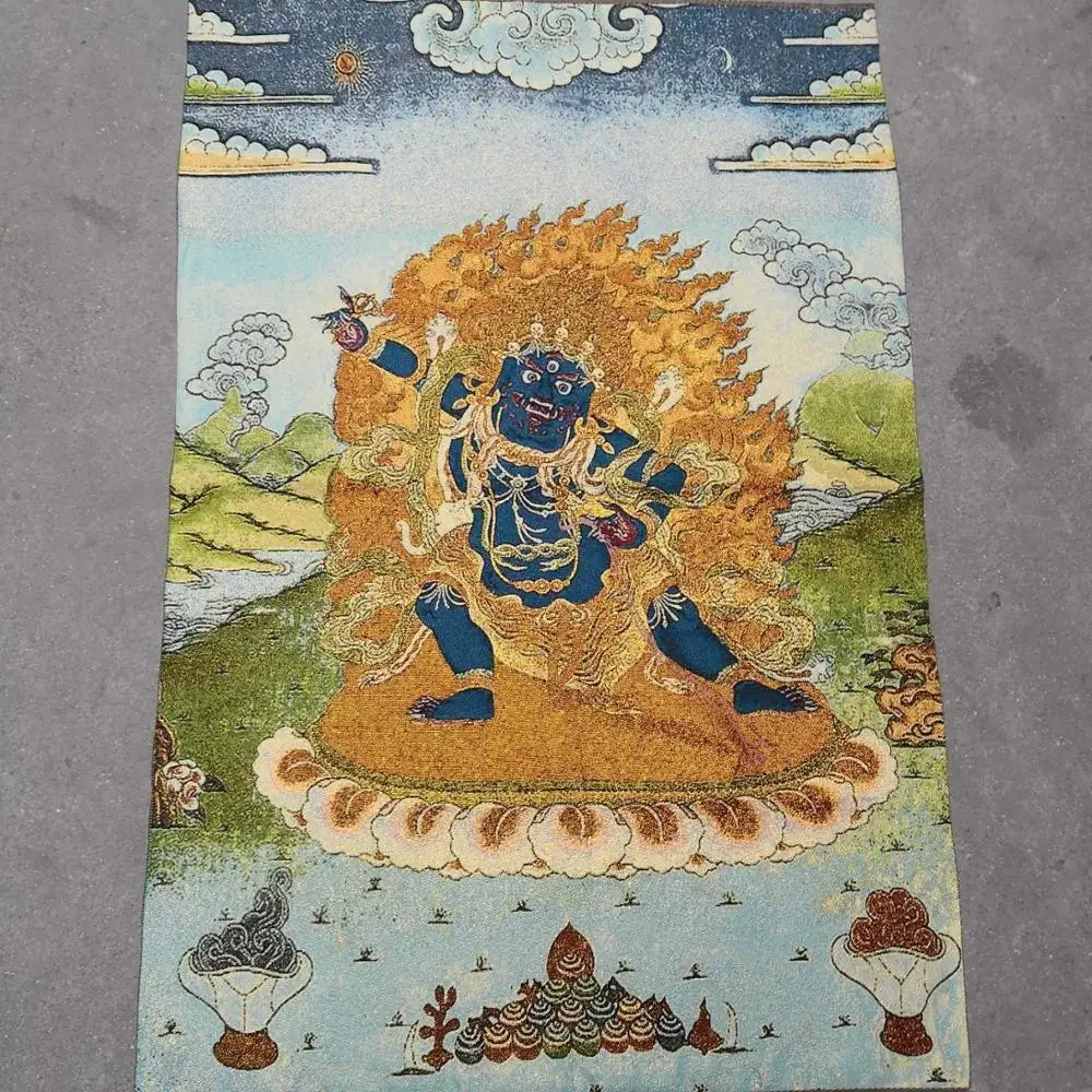35"Thangka Embroidery Tibetan Buddhism silk Embroidery brocade Vajrapani Bodhisattva Buddha Thangka hanging screen Worship Hall
35"Thangka Embroidery Tibetan Buddhism silk Embroidery brocade Vajrapani Bodhisattva Buddha Thangka hanging screen Worship Hall