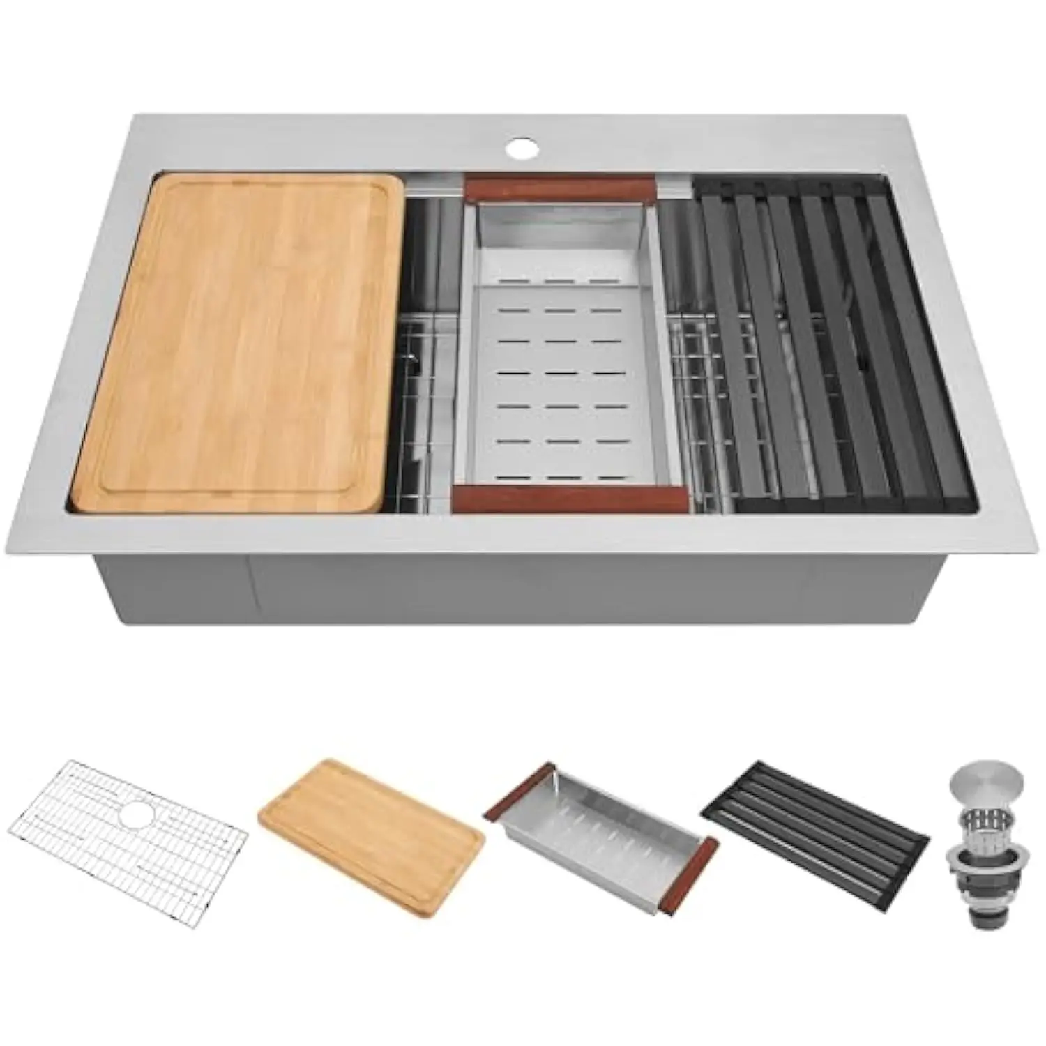 33 X 22 dugu von potem Drop-In/Top Mount Кухонная мойка из нержавеющей стали, раковина для рабочей станции 16 калибра с одной чашей и аксессуарами - глубокая и
33 X 22 dugu von potem Drop-In/Top Mount Кухонная мойка из нержавеющей стали, раковина для рабочей станции 16 калибра с одной чашей и аксессуарами - глубокая и