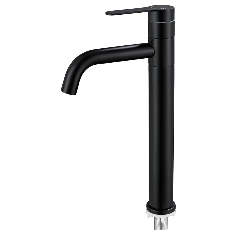Countertop basin deck installed sink Stainless steel faucet Bathroom rotary nozzle single cooling high basin sink curved faucet.
Countertop basin deck installed sink Stainless steel faucet Bathroom rotary nozzle single cooling high basin sink curved faucet.