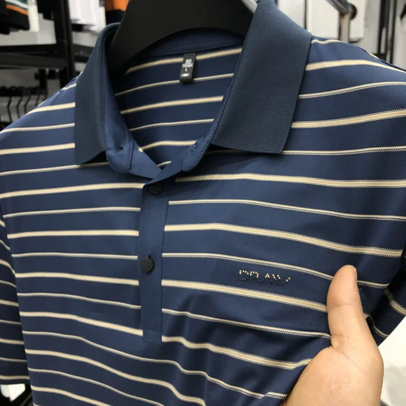 Summer High-end Seamless Design Lapel Polo Shirt Striped Top Business Casual Print Short-sleeved Cool Golf T-shirt M-4XL
Summer High-end Seamless Design Lapel Polo Shirt Striped Top Business Casual Print Short-sleeved Cool Golf T-shirt M-4XL
