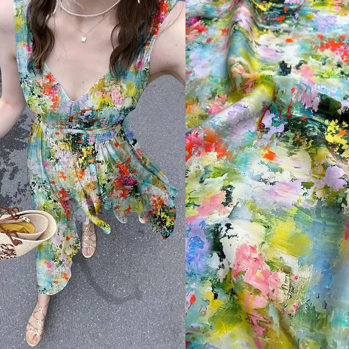 Real Silk Fabric Elastic Double Georgette Dress Material Monet Garden
Real Silk Fabric Elastic Double Georgette Dress Material Monet Garden