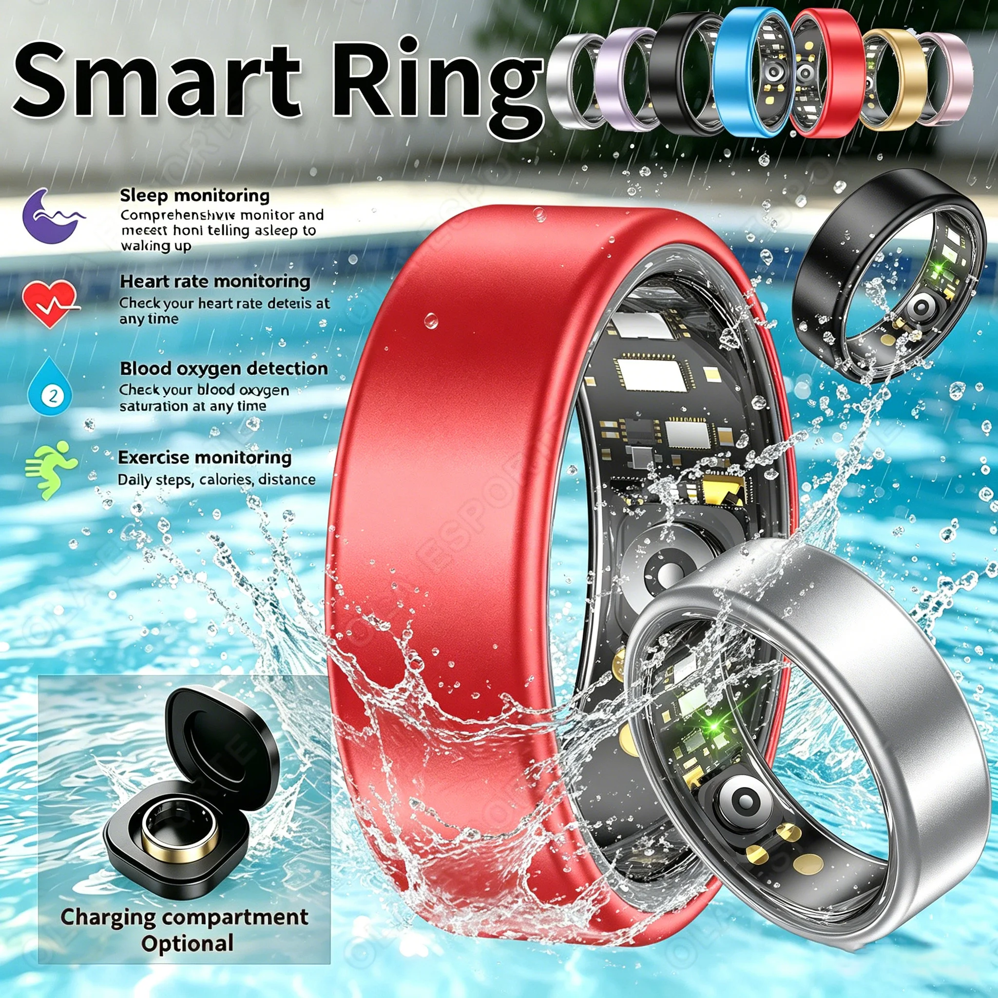 New Blood Pressure Sleep Health Monitor Smart Ring Sport Remote Camera smartring IP68 Waterproof Care for family Rings Men Women
New Blood Pressure Sleep Health Monitor Smart Ring Sport Remote Camera smartring IP68 Waterproof Care for family Rings Men Women