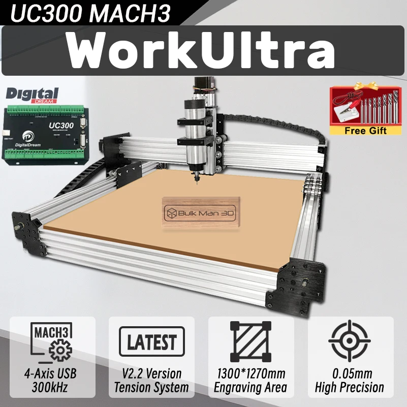 Фрезерный станок BulkMan3D WorkUltra V2.2 с ЧПУ, 4 оси, управление Mach3, система натяжения, точный гравер для резки дерева, металла, акрила
Фрезерный станок BulkMan3D WorkUltra V2.2 с ЧПУ, 4 оси, управление Mach3, система натяжения, точный гравер для резки дерева, металла, акрила