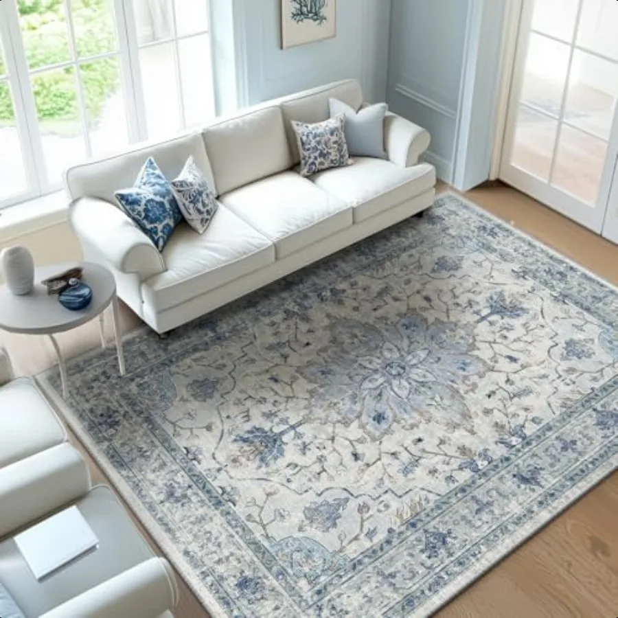 Area Rugs 5'x7' Washable NonSlip Floral Distr Print Pattern Medallion Carpet for Living Room Bedroom Dining Room Light Blue Na
Area Rugs 5'x7' Washable NonSlip Floral Distr Print Pattern Medallion Carpet for Living Room Bedroom Dining Room Light Blue Na
