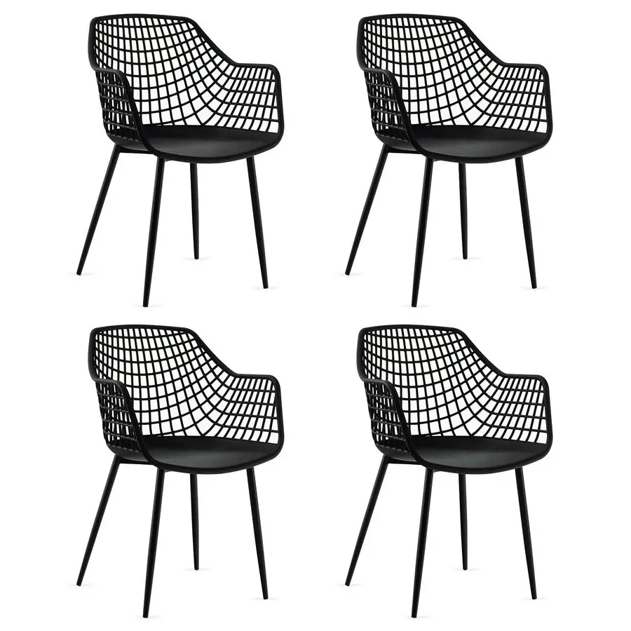 Modern Dining Chairs Set of 4 Black Arm Chair with 15 High Backrest, PowderCoated Metal Legs, AntiSlip Foot Pads, Max Load 265
Modern Dining Chairs Set of 4 Black Arm Chair with 15 High Backrest, PowderCoated Metal Legs, AntiSlip Foot Pads, Max Load 265