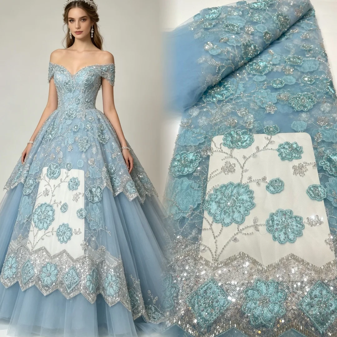 Blue Mesh Tulle Fabric Peacock Tail Embroidery Beaded Tube Sequin Applique Lace Fabric For Bridal Wedding Gown Evening Dress
Blue Mesh Tulle Fabric Peacock Tail Embroidery Beaded Tube Sequin Applique Lace Fabric For Bridal Wedding Gown Evening Dress