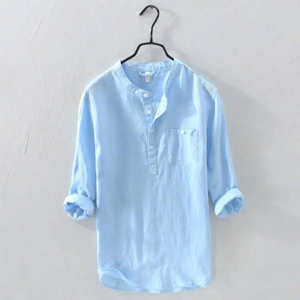 Cotton Linen Men's Long Sleeve Shirt Stand up Collar Casual Style Pocket Design Iron-Free Summer Fashion Inner Wear
Cotton Linen Men's Long Sleeve Shirt Stand up Collar Casual Style Pocket Design Iron-Free Summer Fashion Inner Wear