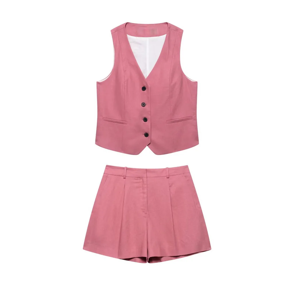 Taop&Za women's fashion versatile single breasted V-neck sleeveless vest summer new high waisted casual shorts
Taop&Za women's fashion versatile single breasted V-neck sleeveless vest summer new high waisted casual shorts