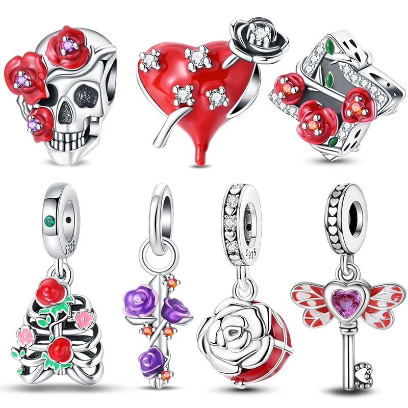 925 Sterling Silver Romantic Rose Butterfly Skull Charm Beads Suitable For Pan Original Bracelet Diy Jewelry Valentine's Day
925 Sterling Silver Romantic Rose Butterfly Skull Charm Beads Suitable For Pan Original Bracelet Diy Jewelry Valentine's Day