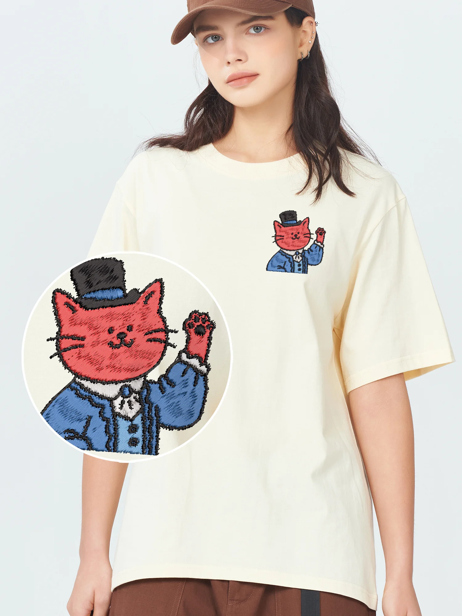 Mens Embroidered T Shirts Wearing Formal Cat High Quality Cotton T-Shirt Unisex Fashionable Streetwear Design Embroidery Tees
Mens Embroidered T Shirts Wearing Formal Cat High Quality Cotton T-Shirt Unisex Fashionable Streetwear Design Embroidery Tees