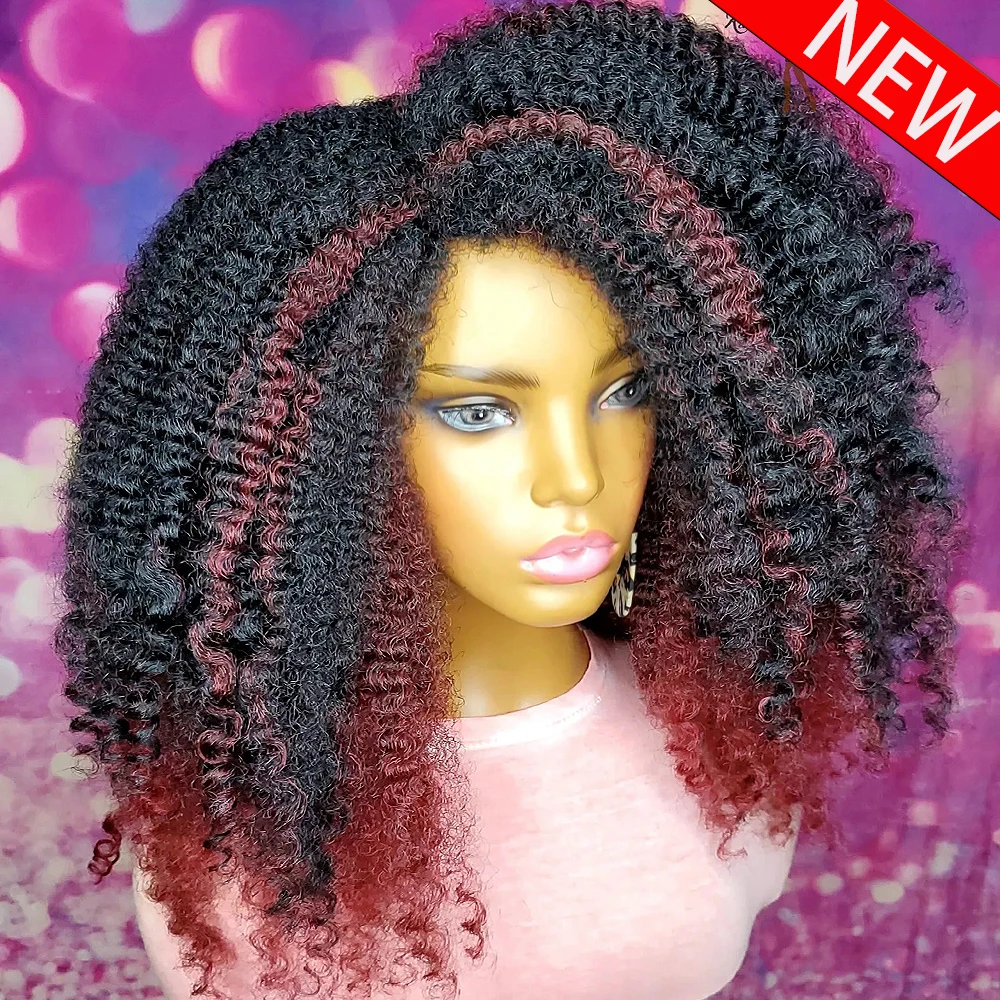 1B/99J Color Afro Kinky Curly Highlight Wigs 13x6 HD Transparent Glueless Wigs Ombre Red With Black 450 High Density For Women
1B/99J Color Afro Kinky Curly Highlight Wigs 13x6 HD Transparent Glueless Wigs Ombre Red With Black 450 High Density For Women