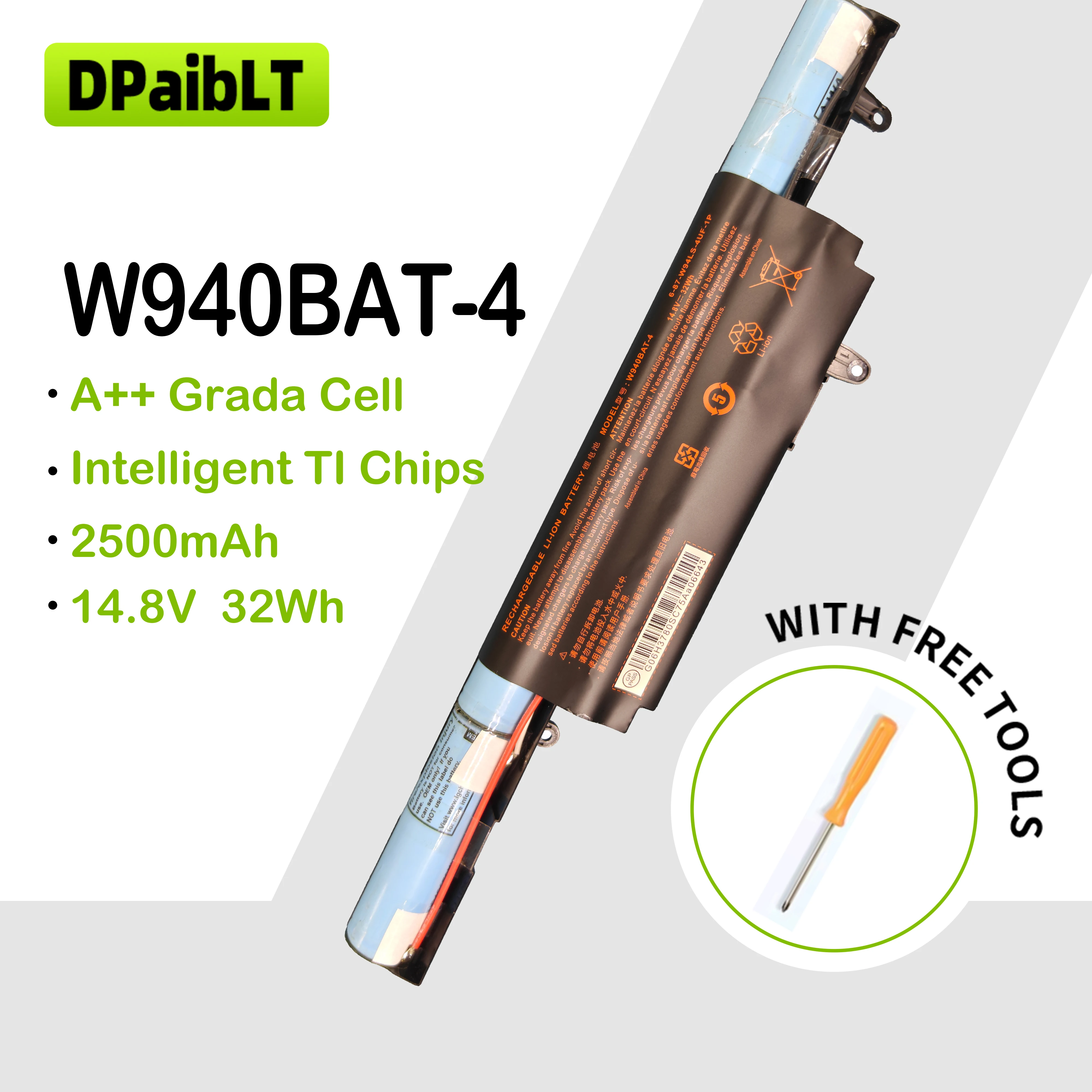 DPaibLT NEW 32Wh 14.8V 2500mAh W940BAT-4 W940BAT-3 LAPTOP BATTERY For Clevo W94LS Series 6-87-W940S-4UF 6-87-W940S-4271
DPaibLT NEW 32Wh 14.8V 2500mAh W940BAT-4 W940BAT-3 LAPTOP BATTERY For Clevo W94LS Series 6-87-W940S-4UF 6-87-W940S-4271