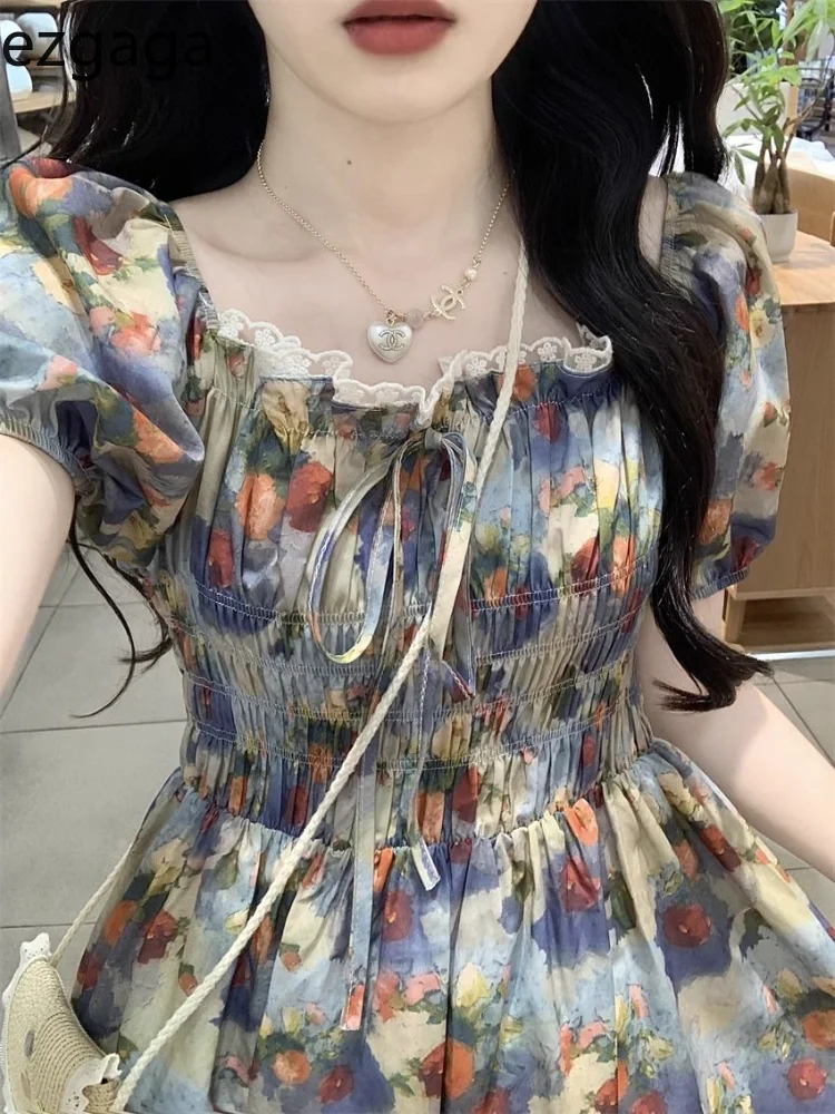 Ezgaga Woman Dress Floral Printed Puff Short Sleeve Summer Fashion Elegant Bandage Lace Patchwork French Style Dresses Casual
Ezgaga Woman Dress Floral Printed Puff Short Sleeve Summer Fashion Elegant Bandage Lace Patchwork French Style Dresses Casual