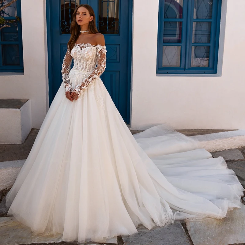 Eightree Princess Wedding Dresses Boho Off The Shoulder Appliques Evening Bridal Dress White Wedding Ball Prom Gowns Customized
Eightree Princess Wedding Dresses Boho Off The Shoulder Appliques Evening Bridal Dress White Wedding Ball Prom Gowns Customized