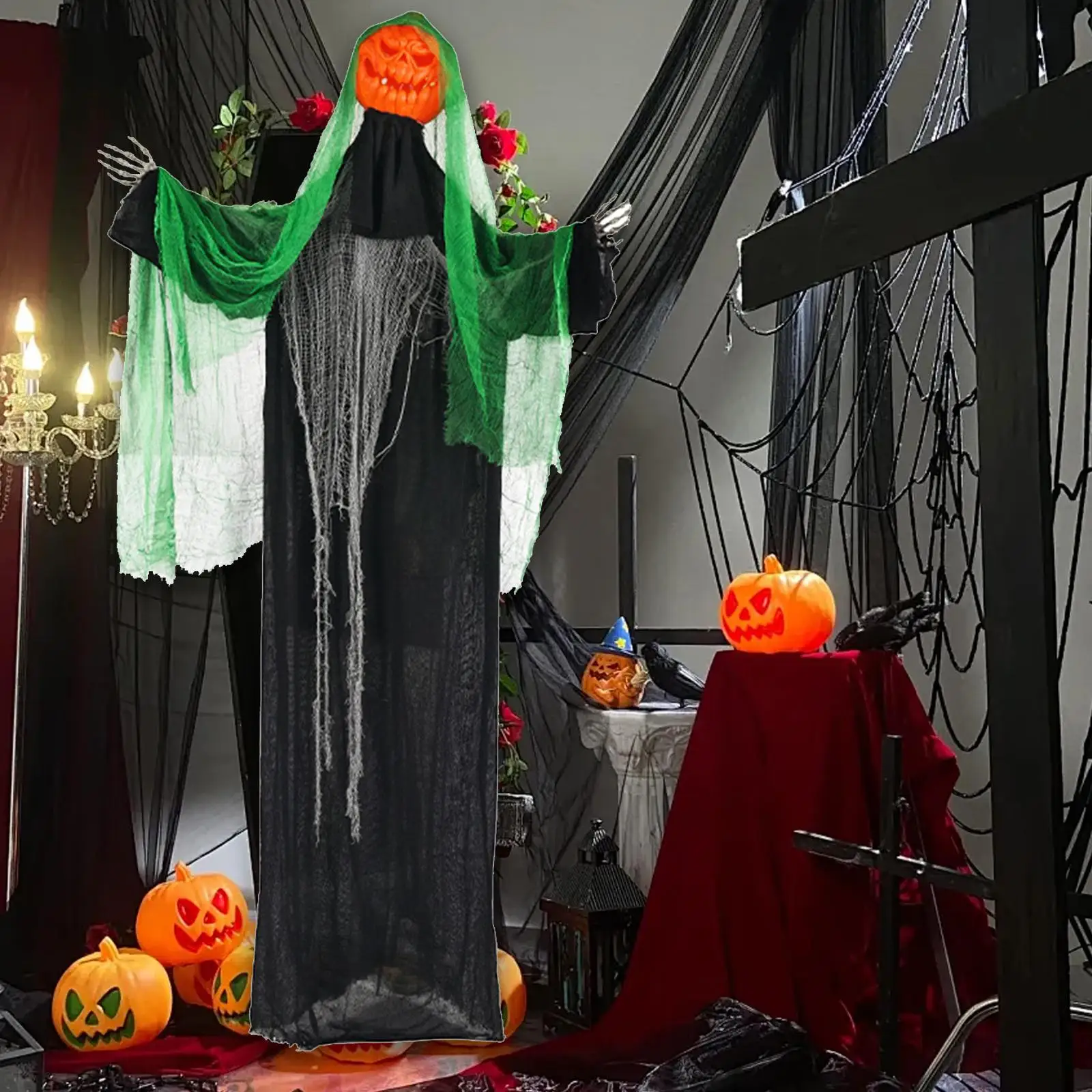 Halloween Electric Pumpkin Horror Ghost with Ground Stake Spooky Sounds Height 188cm for Spooky Events Entertainment Versatile
Halloween Electric Pumpkin Horror Ghost with Ground Stake Spooky Sounds Height 188cm for Spooky Events Entertainment Versatile