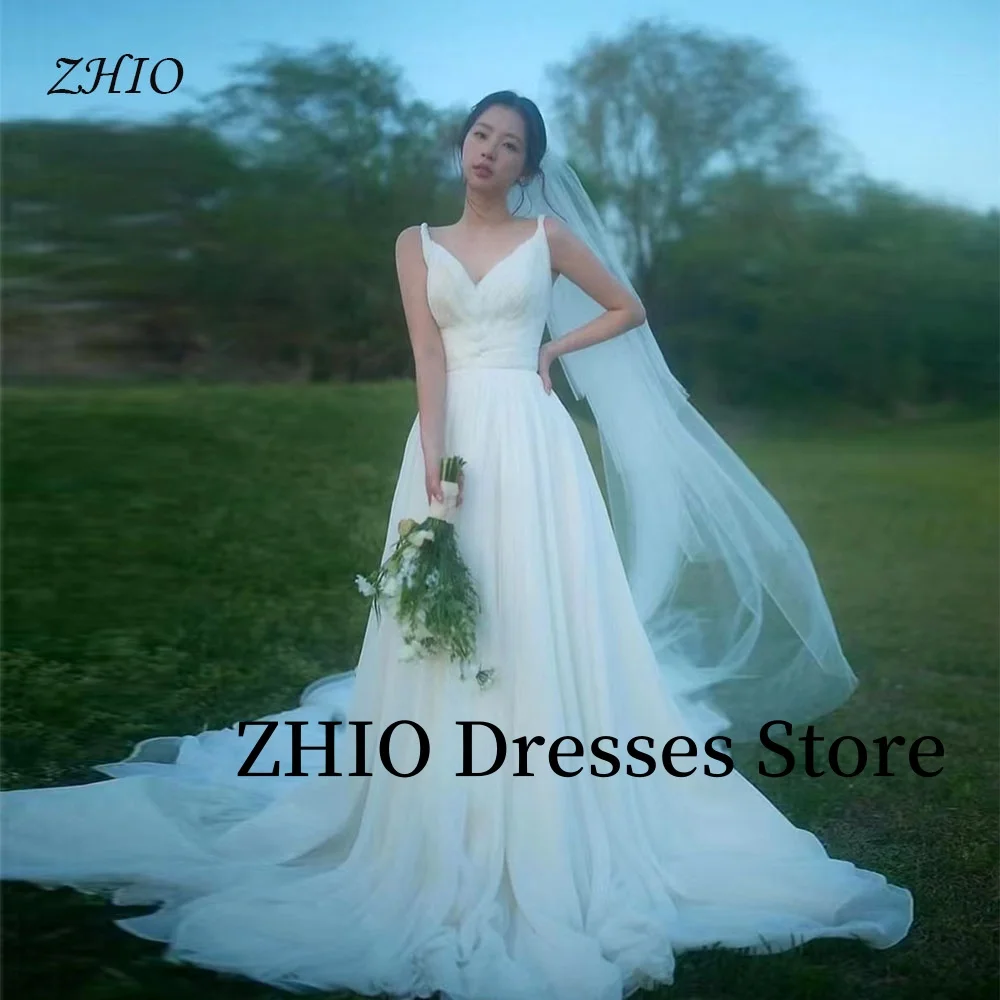 ZHIO Fairy Silk Organza Wedding Dresses Draped Spaghetti Strap Korea Photo shoot Floor Length Bridal Gowns Corset Customized
ZHIO Fairy Silk Organza Wedding Dresses Draped Spaghetti Strap Korea Photo shoot Floor Length Bridal Gowns Corset Customized