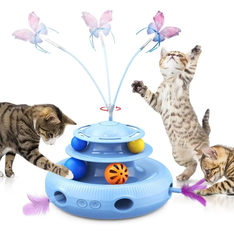 Cat Toys, 4-in-1 Rechargeable Automatic Interactive Cat Toy with Fluttering Butterfly, Random Moving Ambush Feather
Cat Toys, 4-in-1 Rechargeable Automatic Interactive Cat Toy with Fluttering Butterfly, Random Moving Ambush Feather