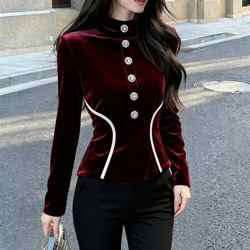 Velvet Shirt Women's Autumn Light Luxury Age-reducing Foreign Style French Petty Bourgeoisie Top
Velvet Shirt Women's Autumn Light Luxury Age-reducing Foreign Style French Petty Bourgeoisie Top