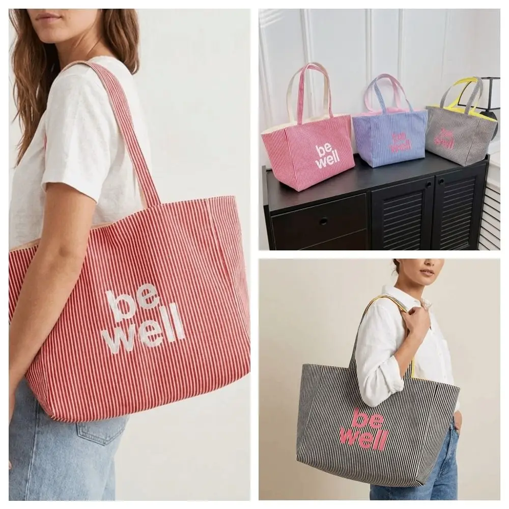 Stripe Stripe Shoulder Bag Two-sided Design Colorful Large Capacity Handbag Tote Bag Korean Style Canvas Handbag Youth Fashion
Stripe Stripe Shoulder Bag Two-sided Design Colorful Large Capacity Handbag Tote Bag Korean Style Canvas Handbag Youth Fashion