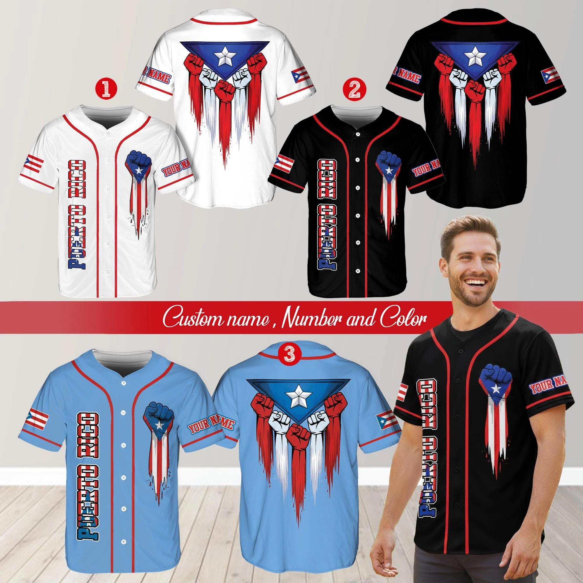 Custom Puerto Rico Baseball Jersey for Adult Kid Youth, Personalized Puerto Rican Jersey with Name, Latino Pride Shirt
Custom Puerto Rico Baseball Jersey for Adult Kid Youth, Personalized Puerto Rican Jersey with Name, Latino Pride Shirt