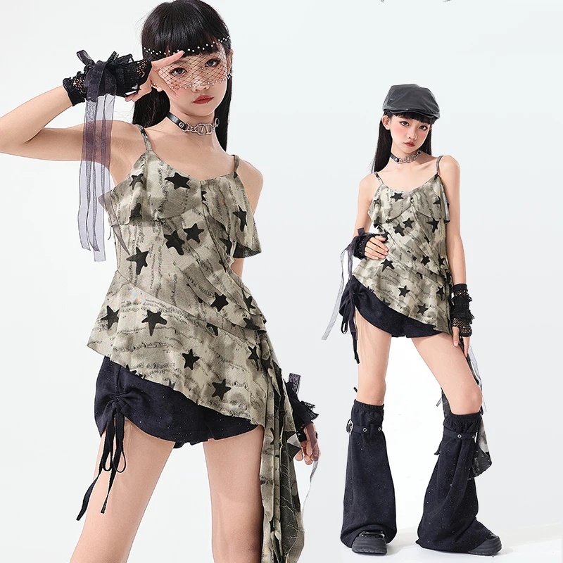 Kids Group Jazz Dance Costume Star Ruffled Top Hiphop Dance Pants For Girls Street Wear Children Ballroom Dance Suits SL13259
Kids Group Jazz Dance Costume Star Ruffled Top Hiphop Dance Pants For Girls Street Wear Children Ballroom Dance Suits SL13259