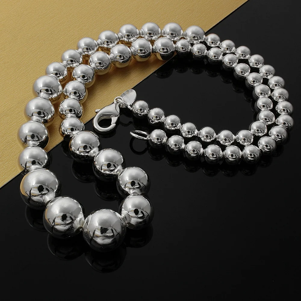 New Pretty 925 Sterling Silver Smooth Beads Necklace for Women Men chamrs Classic fashion Party Wedding Gifts luxury Jewelry
New Pretty 925 Sterling Silver Smooth Beads Necklace for Women Men chamrs Classic fashion Party Wedding Gifts luxury Jewelry