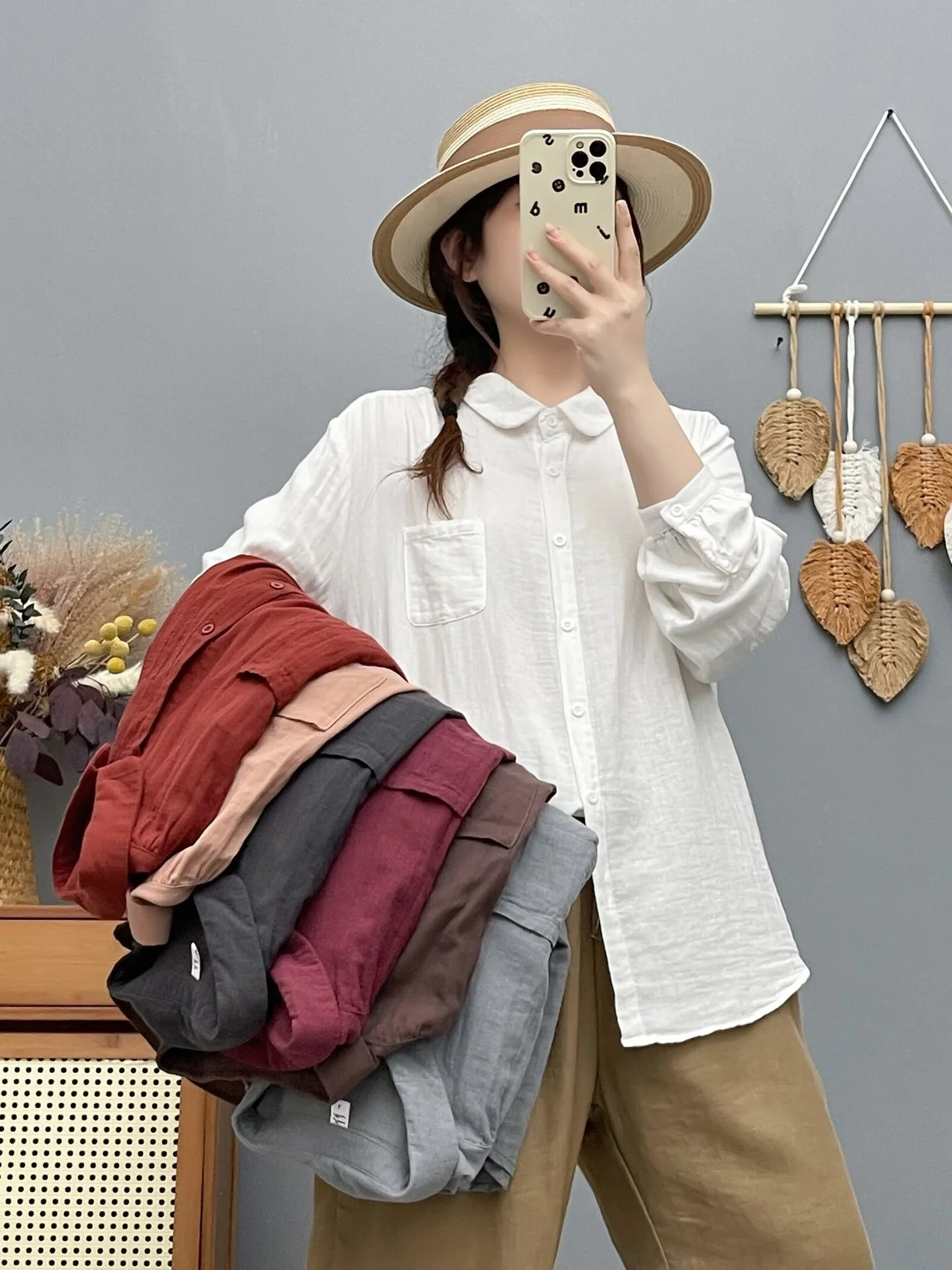 Enianechu Middle-aged women's clothes Japanese style white gray coffee shirts 100% cotton yarn blouses lady clothes
Enianechu Middle-aged women's clothes Japanese style white gray coffee shirts 100% cotton yarn blouses lady clothes