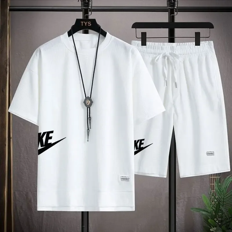 2024Summer Men's Waffle Sets Casual T-Shirt And Shorts Set Male Sports Suit Solid Color Tracksuit Loose Suits Size 3XL
2024Summer Men's Waffle Sets Casual T-Shirt And Shorts Set Male Sports Suit Solid Color Tracksuit Loose Suits Size 3XL