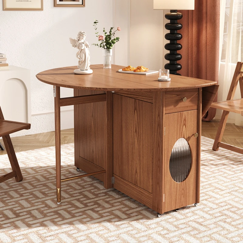 Folding dining table round folding table multifunctional telescopic storage dining table solid wood feet
Folding dining table round folding table multifunctional telescopic storage dining table solid wood feet