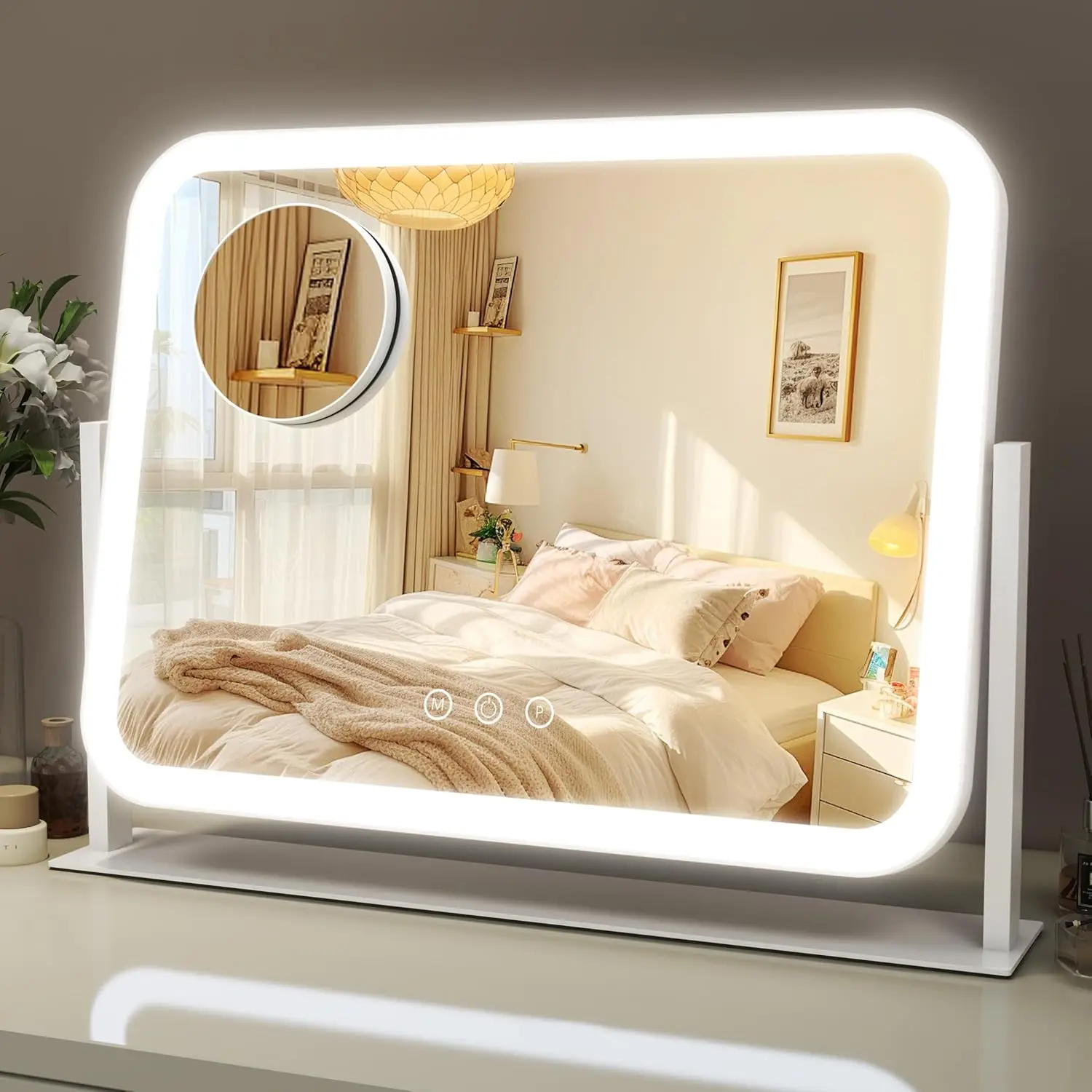 Lighted Makeup Mirror 17x13in, 3 Color Modes, 10X Magnification, 360° Rotation, Touch Control, Gifts for Women
Lighted Makeup Mirror 17x13in, 3 Color Modes, 10X Magnification, 360° Rotation, Touch Control, Gifts for Women