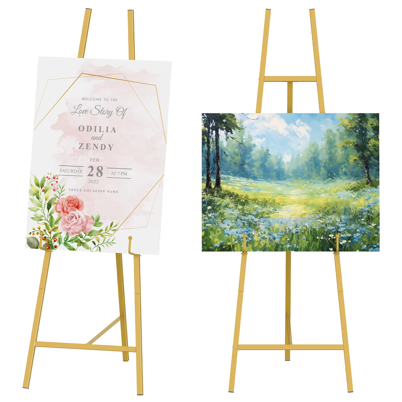 2 Pack Metal Scroll Display Easel, Gold Decorative Large Adjustable Floor Standing Easel with Chain Support, Arts Crafts Painting Drawing Art Supplies Easels, Perfect for Picture Frame Wedding Sign
2 Pack Metal Scroll Display Easel, Gold Decorative Large Adjustable Floor Standing Easel with Chain Support, Arts Crafts Painting Drawing Art Supplies Easels, Perfect for Picture Frame Wedding Sign