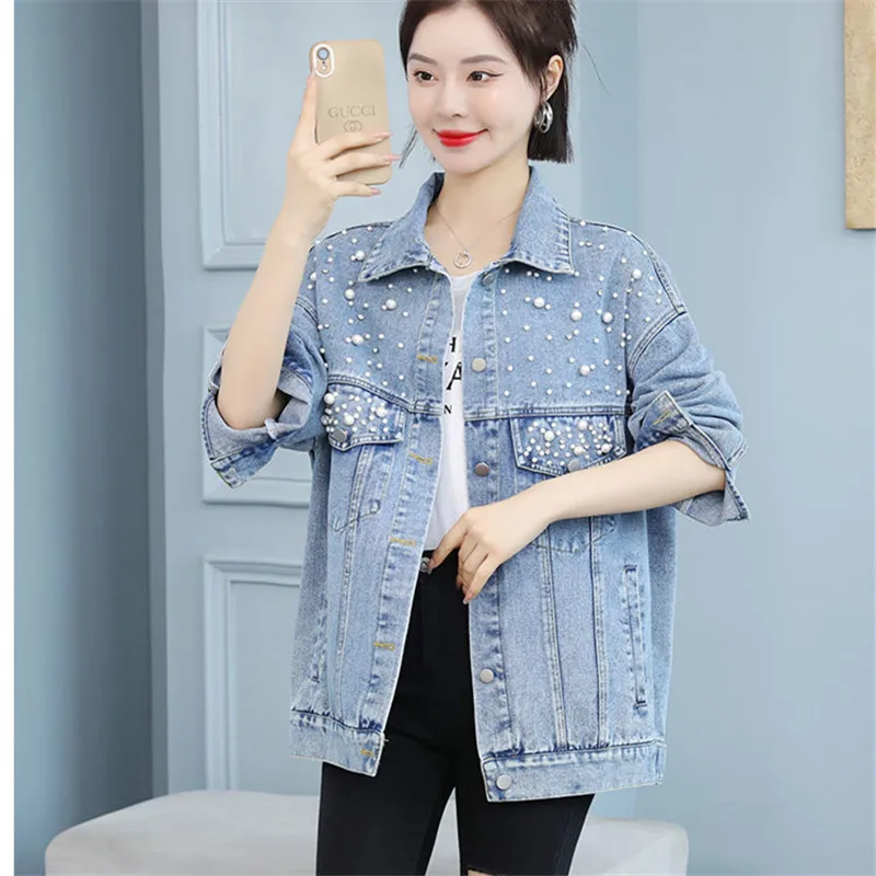 Beading Casual Denim Coat Female 2025 Spring And Autumn New Fashion Vintage Long Sleeve Loose Jeans Jacket Women Outerwear B727
Beading Casual Denim Coat Female 2025 Spring And Autumn New Fashion Vintage Long Sleeve Loose Jeans Jacket Women Outerwear B727