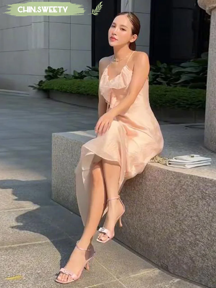 Solid Ruffled Chiffon Strap Maxi Dress Women Casual Daily V Neck Sleeveless Waist Cinched Long Dresses 2025 New Summer Vestidos
Solid Ruffled Chiffon Strap Maxi Dress Women Casual Daily V Neck Sleeveless Waist Cinched Long Dresses 2025 New Summer Vestidos