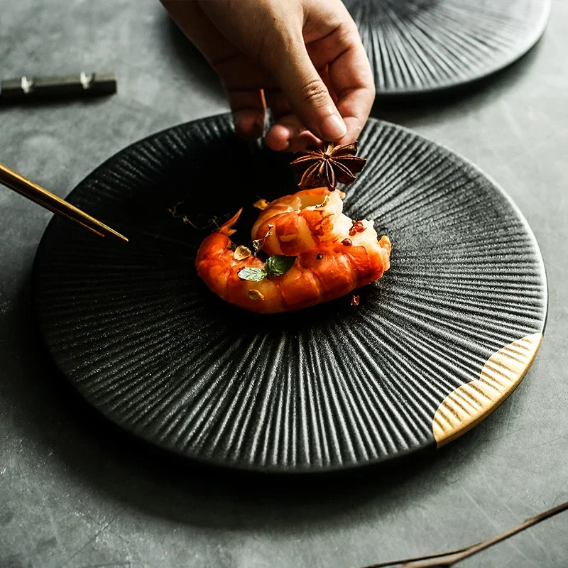 Ceramic Black golden color tableware plate household ceramic plate sushi sashimi plate I7M0A2
Ceramic Black golden color tableware plate household ceramic plate sushi sashimi plate I7M0A2