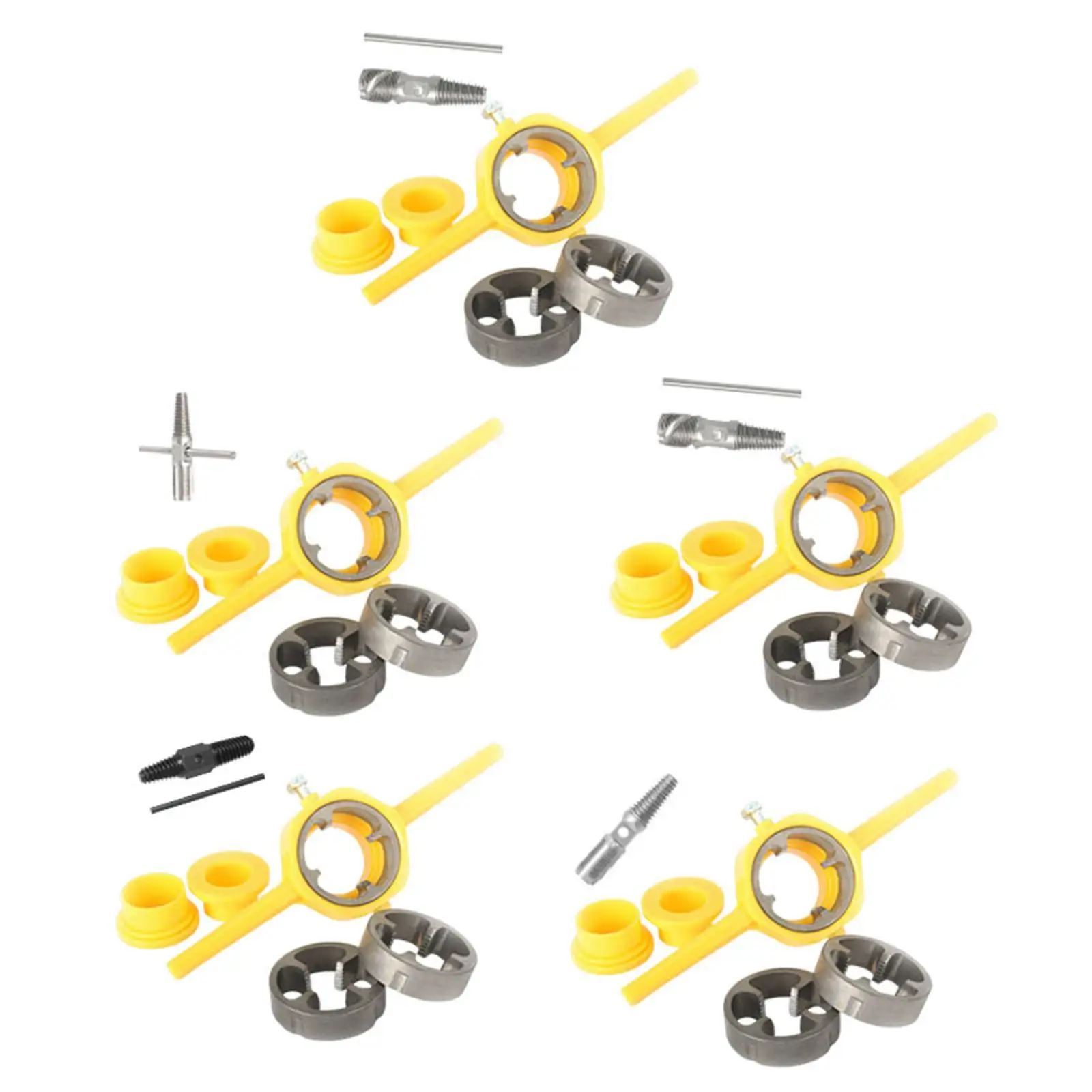 6Pcs Pipe Threading Tool Easy Apply Powerful Screw Die Set Threader with Spiral Groove Tool Thread Maker Tool Set for Household
6Pcs Pipe Threading Tool Easy Apply Powerful Screw Die Set Threader with Spiral Groove Tool Thread Maker Tool Set for Household